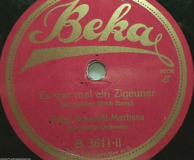 Fried Schmidt-Marlissa "Kleine Hütte / Es war mal ein Zigeuner" Beka 1922 78rpm