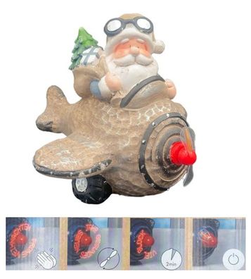 Crazy Santa LED Deko Weihnachtsdeko Weihnachtsmann Flugzeug FIGURE Weihnachten