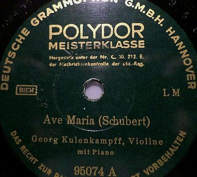 Georg Kulenkampff "Dvorák, op. 101,7: Humoreske / Ave Maria (Schubert)" 1939 12"