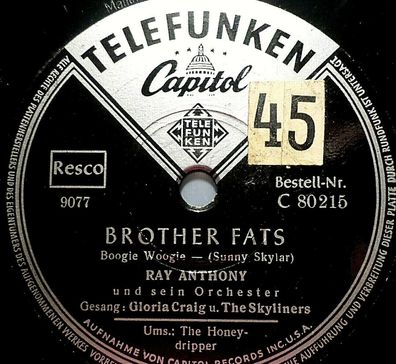 GLORIA CRAIG "The Honeydripper / Brother Fats" Telefunken 78rpm 10"