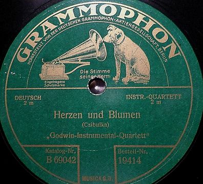 GODWIN-INSTRUMENTAL-QUARTETT "Herzen und Blumen / Serenade" Grammophon 78rpm 12"