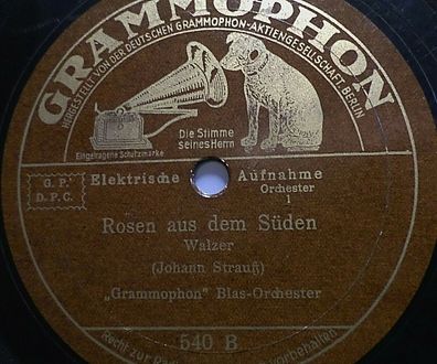 Grammophon BLAS-ORCHESTER "Rosen aus dem Süden / Morgenblätter" Grammophon 1927