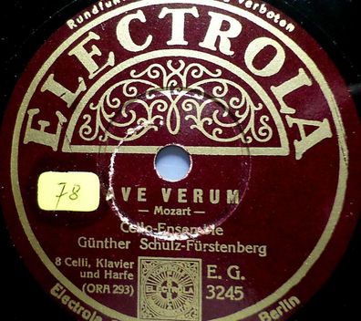 Günther SCHULZ-FÜRSTENBERG "Ave Verum (Mozart) / Largo (Händel)" Electrola 1935