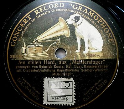 Heinrich KNOTE "Am stillen Herd / Preislied - Wagner" Gramophone 78rpm 10"