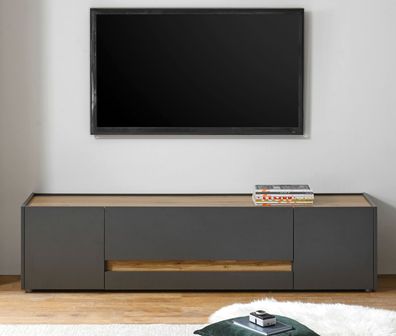 TV - Lowboard TV - Unterteil Center in grau matt und Eiche Wotan 170 cm