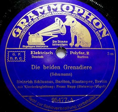 Heinrich Schlusnus "Der Hidalgo / Die beiden Grenadiere" Grammophon 1932 78rpm