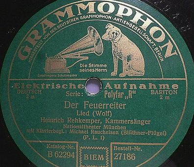 Heinrich Rehkemper "Storchenbotschaft / Der Feuerreiter" Grammophon 1929 78rpm