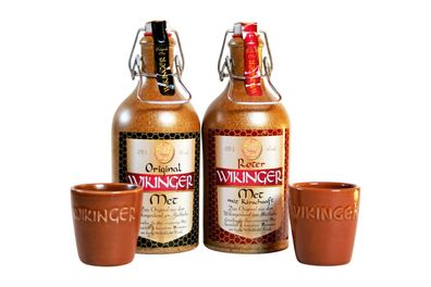 Original Behn Wikinger Met 2 x 0,5 l + 2 Met Becher Tonbecher 0,1 Liter