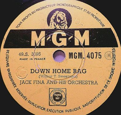 JACK FINA "Canadian Capers / Down Home Rag" MGM 78rpm 10"