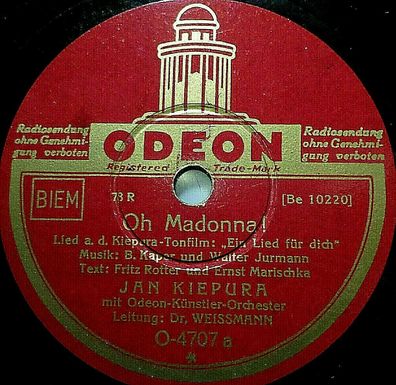 JAN Kiepura "Oh Madonna / Ninon" Odeon 1933 78rpm 10"