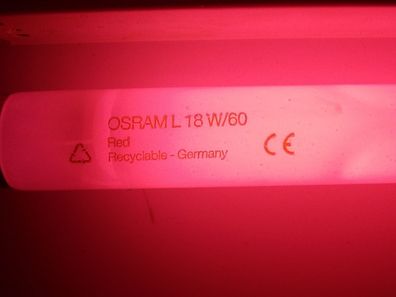 59 60 61 cm Osram L 18w/60 red Recyclable Germany CE r4c8 rote NeonRöhre Lampe Licht