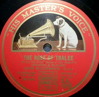 JOHN McCORMACK "Ireland, Mother Ireland / The Rose Of Tralee" HMV 1930 78rpm 10"