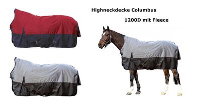 Highneckdecke Columbus 1200D mit Fleece Weidedecke HKM Regendecke Pferdedecke