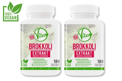 2 x MeinVita Brokkoli Extrakt 1000 mg hochdosiert, 360 Kapseln vegan Antioxidanz