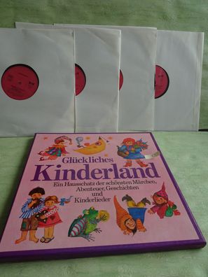 4LPs Glückliches Kinderland Hausschatz Märchen Abenteuer Geschichten Kinderlieder