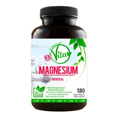 MeinVita Magnesium - 180 Kapseln hochdosiert 664 mg Magnesiumoxid vegan
