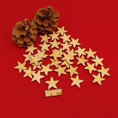35 Stck Stern aus Holz, 2,5 cm Dekostern Glückssterne Weihnachts Tischdeko