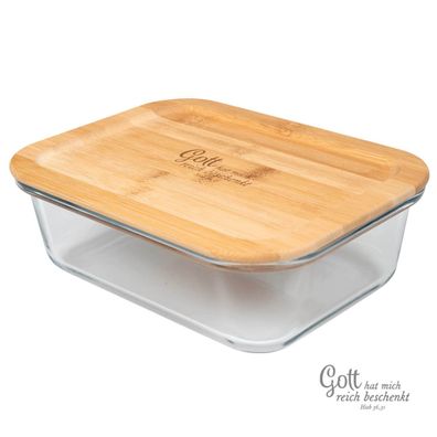 Uljö Lunchbox Glas Bambusdeckel Brotdose Vorratsdose mit Gravur Hiob 36,31