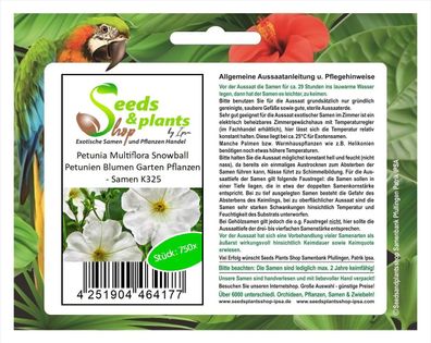 750x Petunia Multiflora Snowball Petunien Blumen Garten Pflanzen - Samen K325
