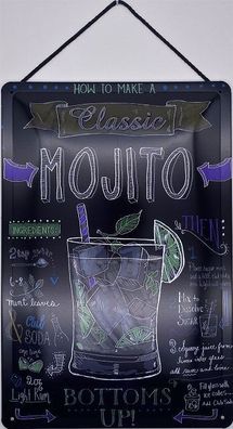 Blechschild mit Kordel 20 X 30 cm Mojito Cocktail