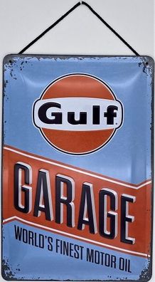 Blechschild mit Kordel 30 X 20 cm Gulf Garage