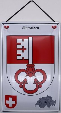 Blechschild mit Kordel 30 X 20 cm Wappen Schweiz Obwalden