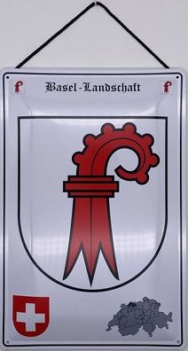 Blechschild mit Kordel 30 X 20 cm Wappen Schweiz Basel Landschaft