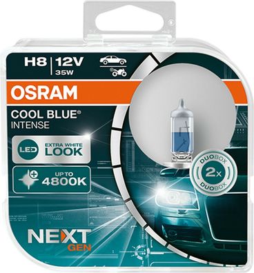 Osram H8 Cool Blue Intense Next Gen Duo Box, Xenon Look Leuchtmittel Weiß 35 Watt