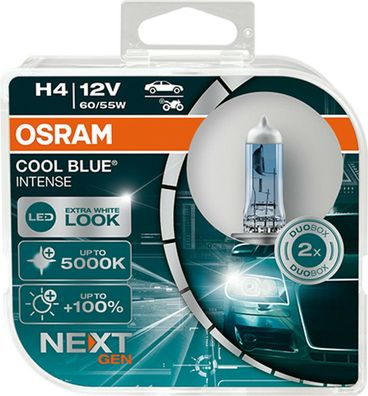 Osram H4 Cool Blue Next Generation, Xenon Optik,5000K,55 Watt Coolblue, Xenonlok