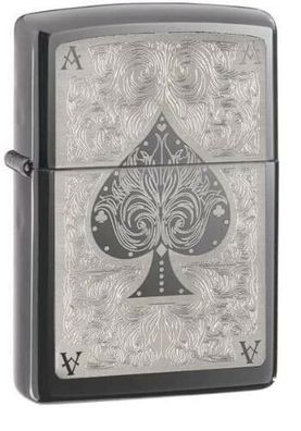 ZIPPO Feuerzeug 60001271 Ace Filigree Gambling Cards Black Ice