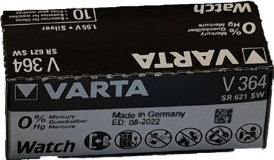 10 x VARTA V364 Knopfzelle 1,5 Volt V 364 Batterie SR 621 Uhrenbatterie AG 1