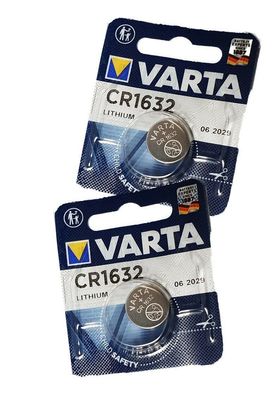 2 x VARTA CR1632 Lithium 3 Volt Knopfzelle 3V CR 1632