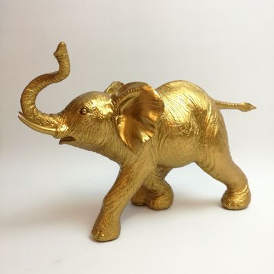 Elefant Hilda gold Polyresin 32cm Exner238351 Geschenkidee Dekoration Büro