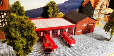 Feuerwehr mit Verwaltung | Bausatz | Spur N | 1:160 Lasercut | Feuerwache