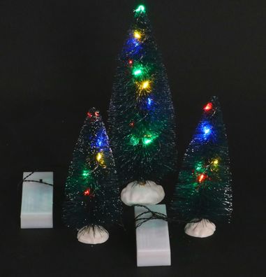 3er Set künstliche Tanne Schneetannen bunte LED Lichterketten Weihnachtsdeko