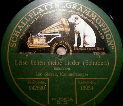 LEO SLEZAK "Leise flehen meine Lieder / Der Lenz" Grammophon 78rpm 10"