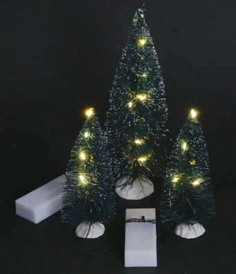 3er Set künstliche Tanne Schneetannen warmweiß LED Lichterketten Weihnachtsdeko