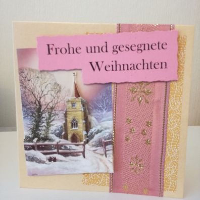 Klappkarte Karte Grußkarte Frohe und gesegnete Weihnachten Kapelle