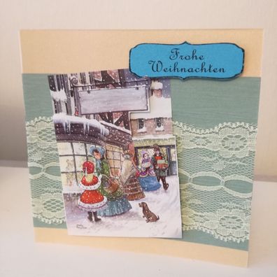Klappkarte Karte Grusskarte Frohe Weihnachten Schaufenster 13x13cm Handmade