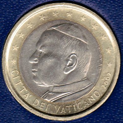 1 Euro Vatikan 2002 Euro-Kursmünze mit Papst Johannes Paul II unzirkuliert unc.