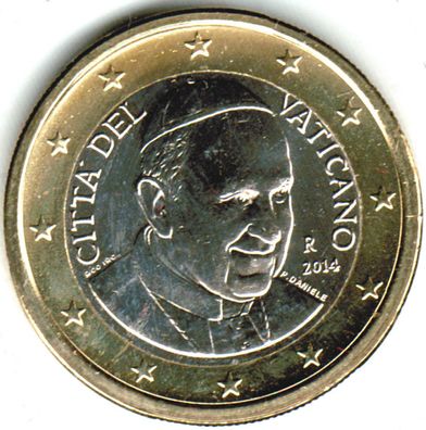 1 Euro Vatikan 2014 Kursmünze Papst Franziskus unc aus Original-KMS