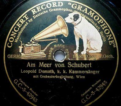 Leopold DEMUTH "Am Meer (Schubert) / Liebesglück (Sucher)" Gramophone 78rpm 10"
