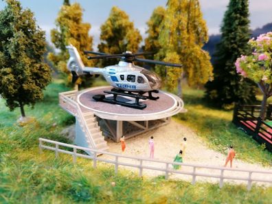 Hubschrauber Polizei | Helicopter mit Landeplatz | Spur N | 1:160