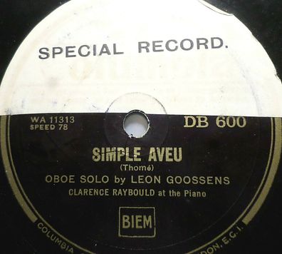 Leon Goossens & Clarence Raybould "Simple Aveu / Le Cygne" Columbia 1931 78rpm