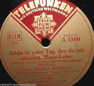Marcel Wittrisch "In deine Hände leg´ ich mein ganzes Glück" Telefunken 1933
