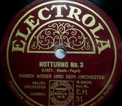 MAREK WEBER "Prélude Op. 3 (Rachmaninoff) / Notturno Nr. 3 (Liszt)" 1927 78rpm