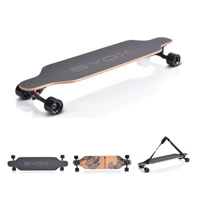 Byox Kinder Skateboard Longboard 41 Zoll, PU Rollen, ABEC-11, Gurt, bis 100 kg