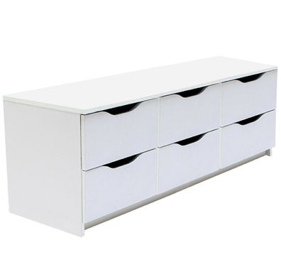Kommode mit 6 Schubladen Sideboard weiß 120cm
