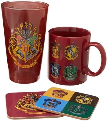 Geschenkbox Harry Potter Wappen (Tasse, Glas, Untersetzer) Gift box Kaffeetasse