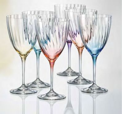 Bohemia Weißweingläser Kristallglas Kate Optic Weinglas 250 ml mehrfarbig 6er Set